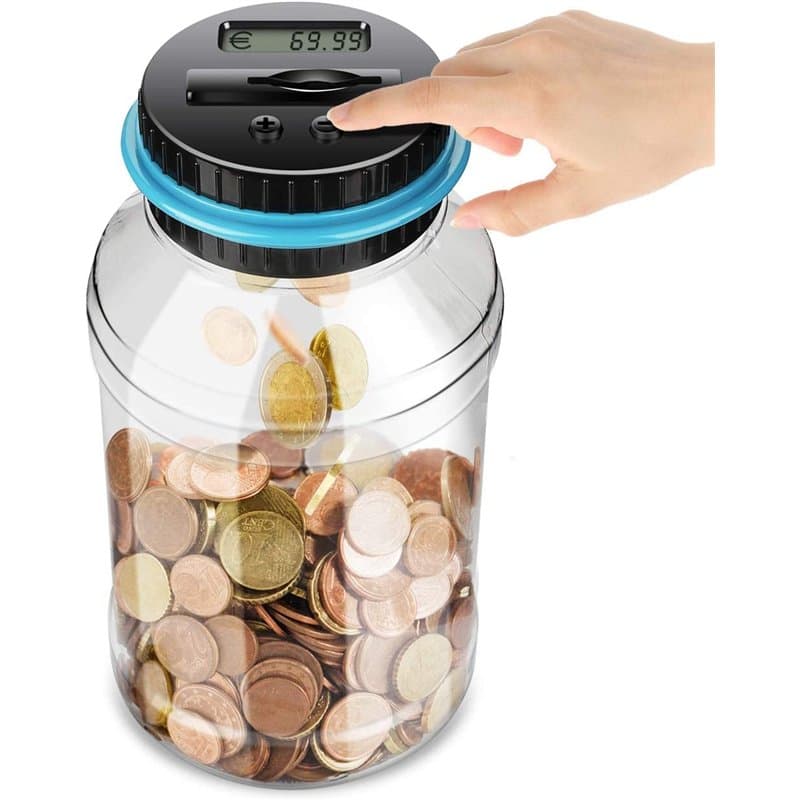 Compteur de Tirelire numérique Comptage Automatique des pièces Tirelire économiseur Conteneur en Pot avec écran LCD et Grande ca