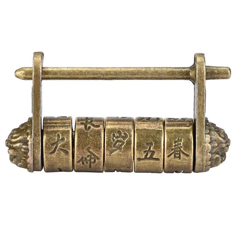 Serrure à Combinaison Vintage Chinois Cadenas à Combinaison Antique Rétro Ancien Style Serrure pour Boîte à Bijoux Tiroir Cabine