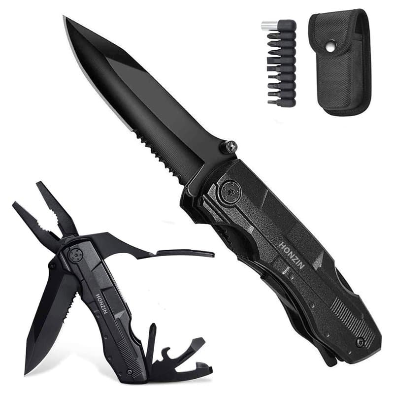 HONZIN Multi Usage Couteau Multi-Outils en Acier Inoxydable Outils Pince Couteau de Poche en Plein Air pour le Camping, la Survi