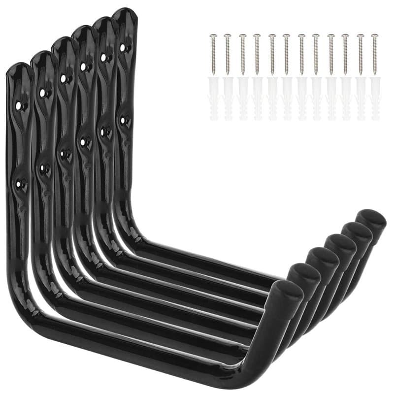 pipabiba 6 Crochets de Rangement Pour échelle de Garage, Bras de 28 cm Cintres Utilitaires Muraux Robustes, Capacité de 25 kg
