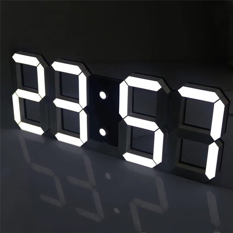 DELIPOP Horloge Murale Numérique LED 3D 21,5CM, Réveille-Matin LED Digital avec 3 Niveaux de Luminosité Réglables Fonction, Horl