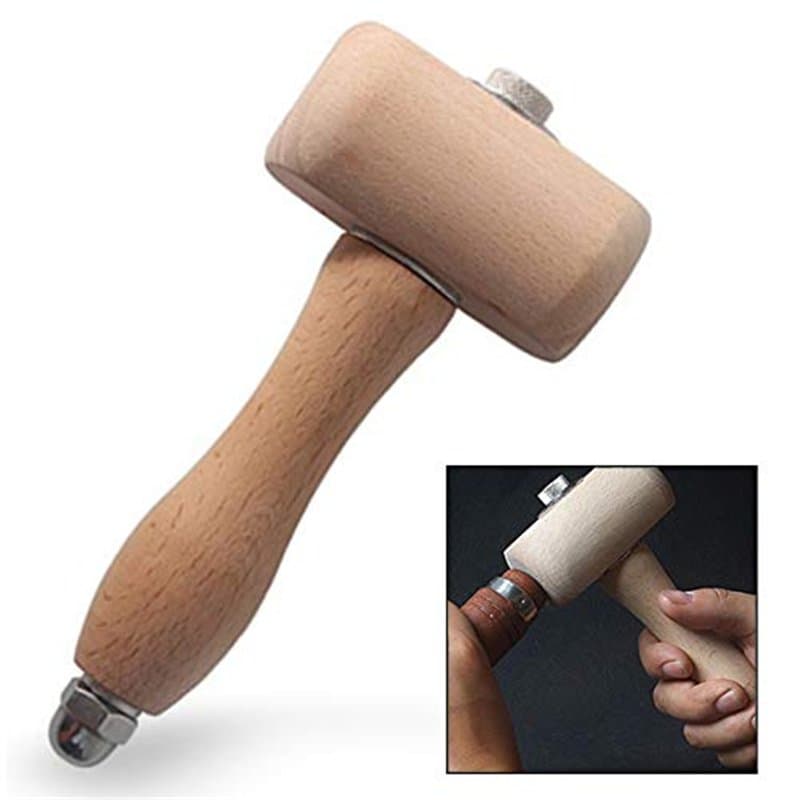 LHKJ Marteau Maillet en Bois de Hêtre Outil, Bois à Découper Marteau Artisanat du Cuir Carving