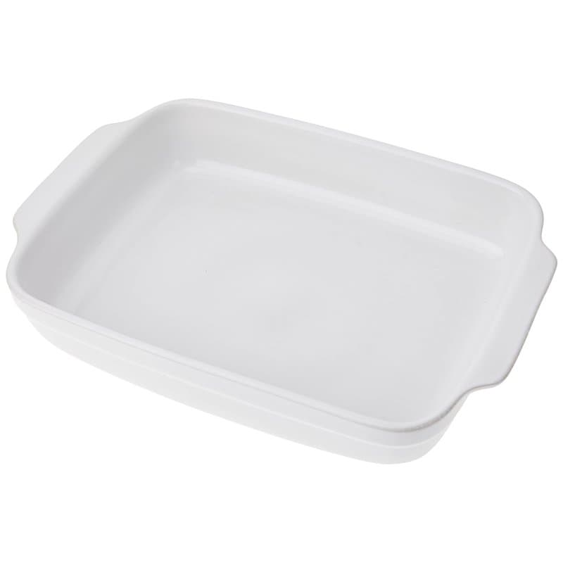 CREALYS 512732 Plat à Four Rectangulaire avec Anses Céramique Blanc 36,5 x 23,5 x 6,5 cm