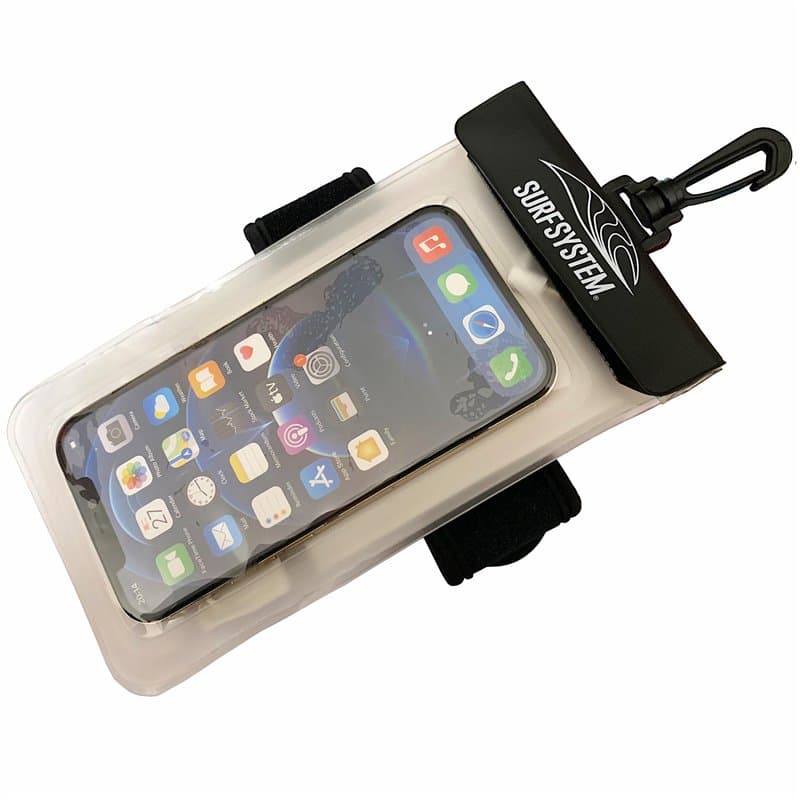 Surf System - Pochette étanche Flottante pour Smartphone - avec Prise Audio et Brassard, Pochette Etanche Flottante Neoprene Str