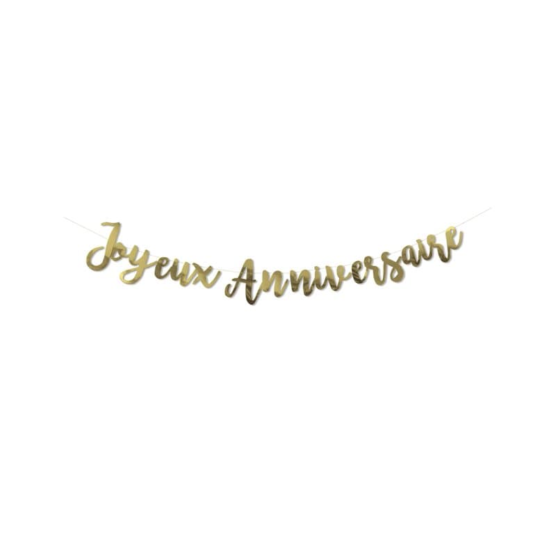 ARTYFETES Guirlande Joyeux Anniversaire métallisée dorée 1,80 m - Doré - Taille Unique