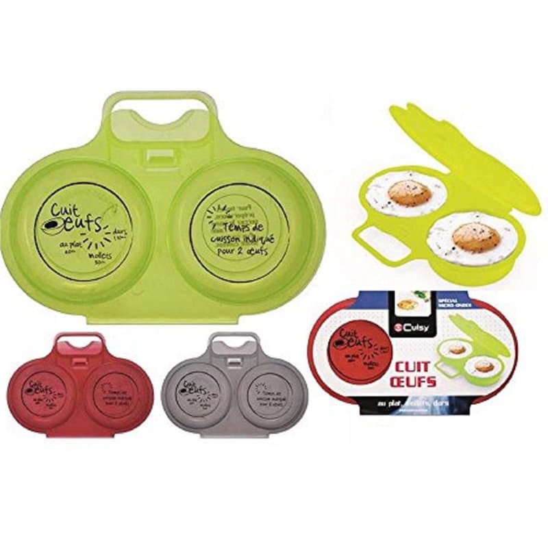 2 Lots de 2 Cuits Oeufs au plat,Mollets,Durs au Micro-ondes Pratique et Rapide (Coloris aléatoire)