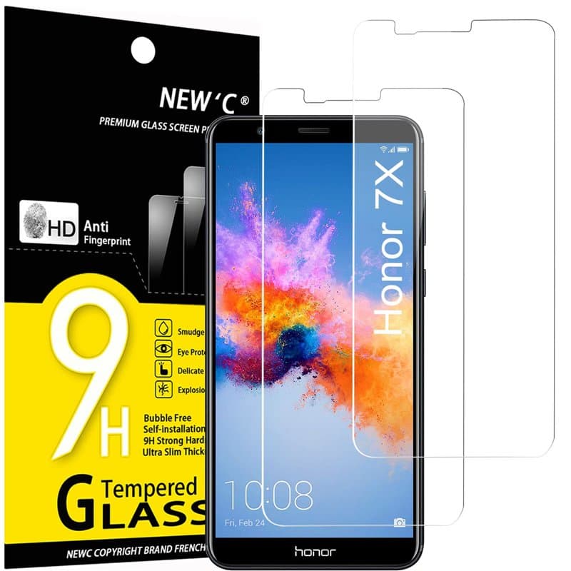 NEW'C Lot de 2, Verre Trempé pour Honor 7X, Film Protection écran sans Bulles d'air Ultra Résistant (0,33mm HD Ultra Transparent