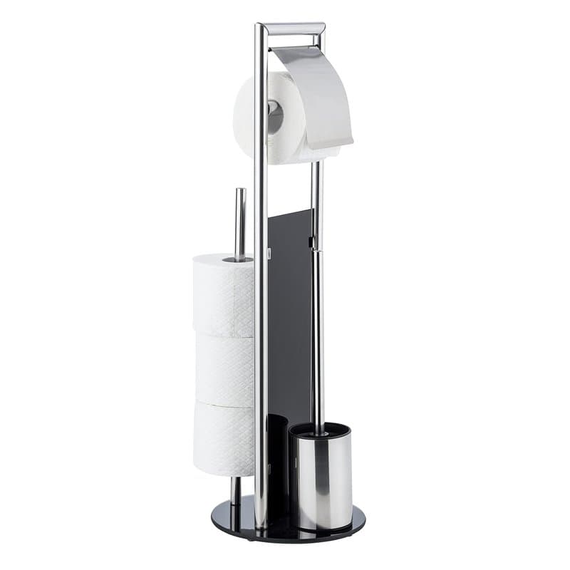 WENKO Combiné WC Ravina 3en1 Blanc | Brosse WC et dérouleur Papier Toilette | Range Papier Toilette jusqu'à 3 Rouleaux | Acier I