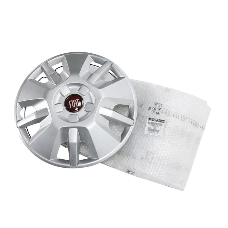 Enjoliveur original Fiat, 15", avec emblème rouge de Fiat et anneaux de fixation 1374086080