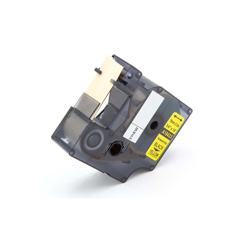 vhbw Ruban compatible avec Dymo Rhino 6000, 5000, 5200, 4200, 3000, 1000 imprimante d'étiquettes 19mm Noir sur Jaune, Vinyle