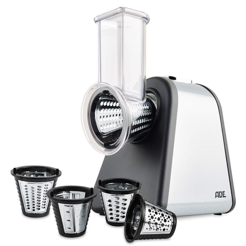 ADE Râpe de cuisine électrique | max. 500 W | découpe legumes facilment, fromage, carottes, chocolat | coupe légumes | 4 accesso