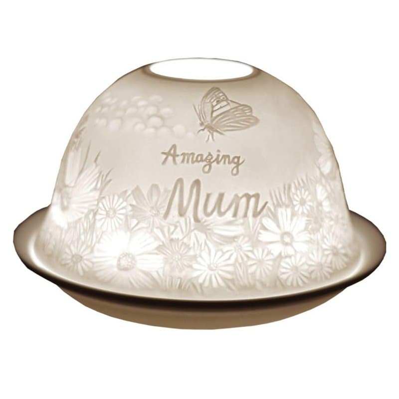 Cello Photophore en porcelaine – Superbe motif maman avec projection 3D et message pour bougies chauffe-plat parfumées non parfu