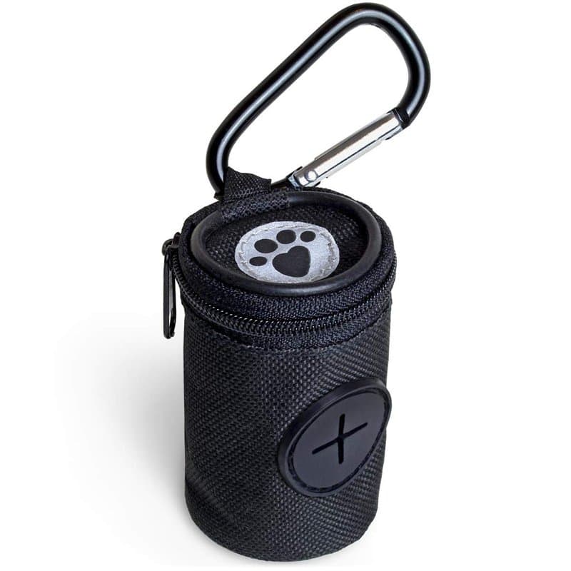 iGadgitz Home U7168 Distributeur Sac a Crottes Chien en Tissu, Porte Sac Dejection Canine avec Mousqueton - Noir