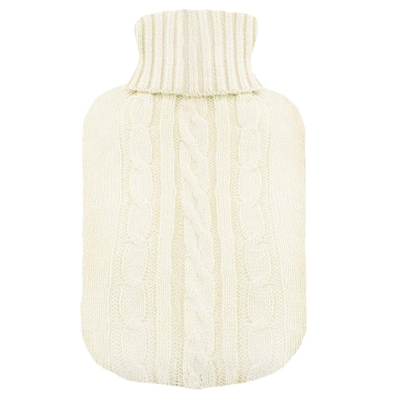 Couverture tricotée pour bouillotte, isolant tricoté crème, accessoires d’hiver tricotés, cadeau parfait de Noël/fête des mères/