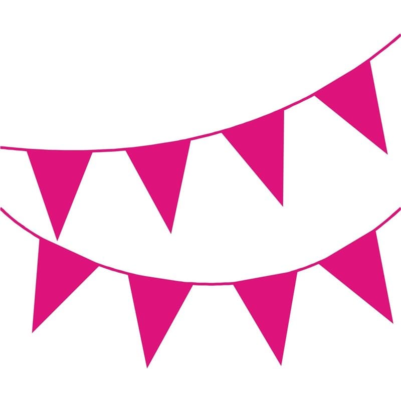 Happium Guirlande de fanions de 10 m de couleur unie pour décoration de fête (rose vif)