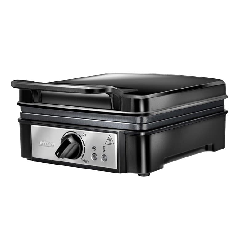 MPM MGO-24 Gaufrier Professionnel pour 2 Gaufres Belges Épaisses, Plaques Antiadhésives, Régulateur de Température, Noir, 1400W,