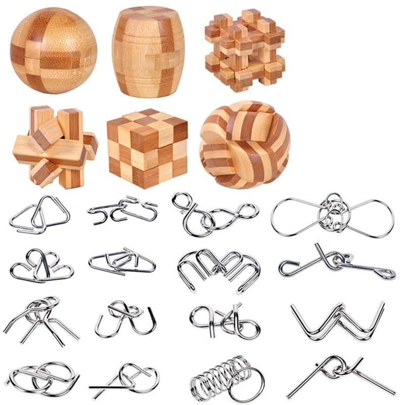 YGZN Casse-tête métallique Wire Set de 22, IQ Test Casse-tête Métal IQ Jigsaw Puzzle Jouet Éducatif pour Adultes et Enfants (Woo