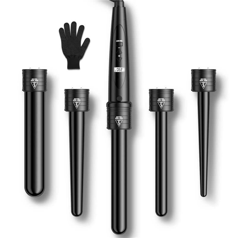 ELEHOT-Store Fer à Boucler Boucleur Céramique Fer à Friser 5 en 1 avec LCD Écran Multifonction Interchangeable boucleur a cheveu