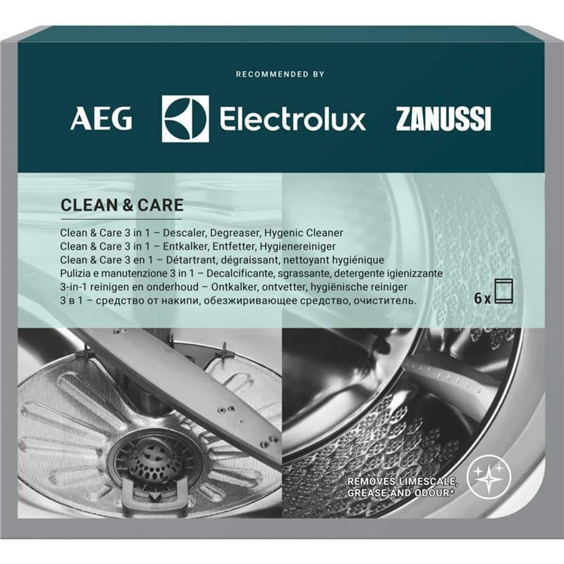 AEG M3GCP400 9029799187 Clean and Care Lot de 6 nettoyants et nettoyants pour machine à laver et lave-vaisselle