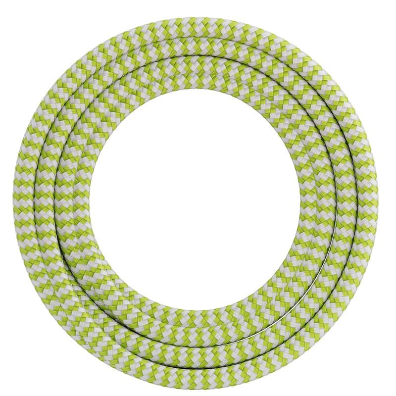 Calex 60 W 250 V - Cordon enroulé en tissu - Vert citron et blanc - Longueur : 3 m