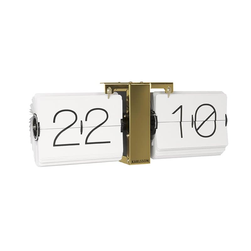Karlsson Montre à clapet KA5601WH sans boîtier, blanche, support métallique en laiton, blanc, 8,5 x 36 x 14 cm, Esprit