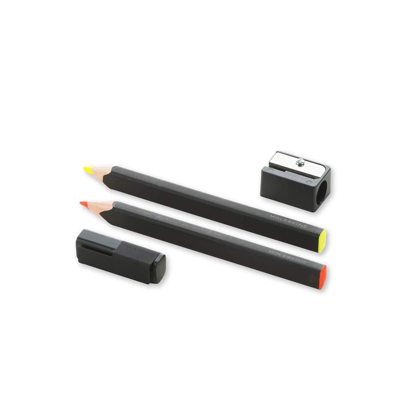Moleskine Highlighter Pencil Set: With Cap and Sharpener