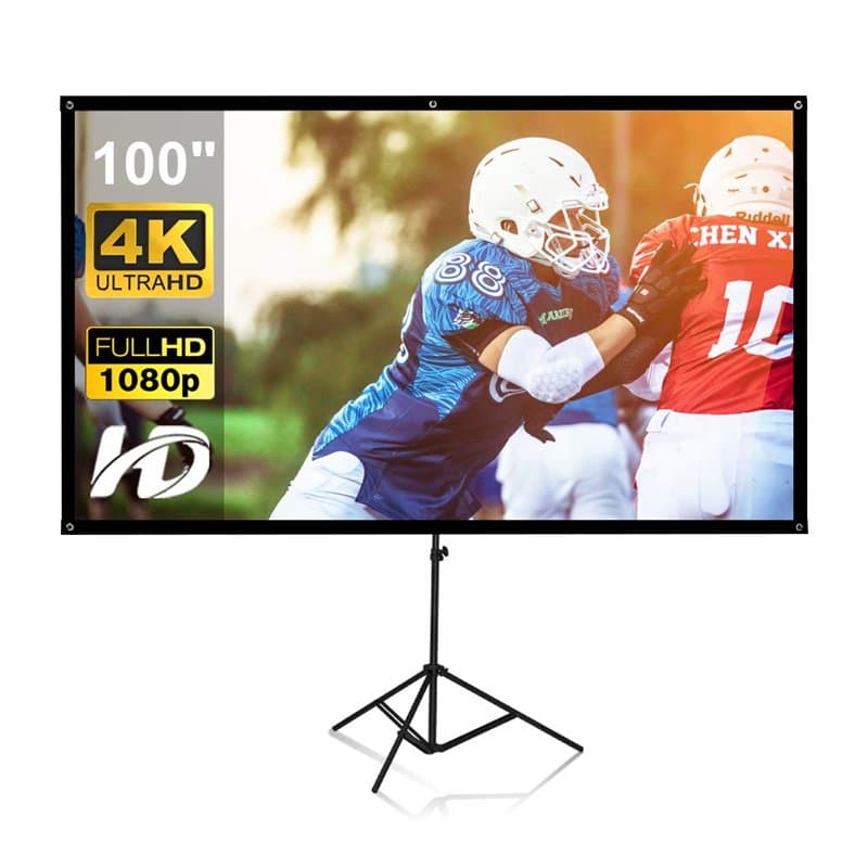 Écran de projection portable 100" 16:9 4K HD avec support pour intérieur ou extérieur