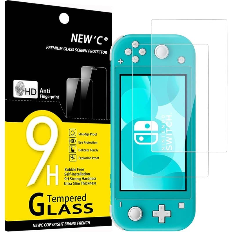 NEW'C Lot de 2, Verre Trempé pour Nintendo Switch lite, Film Protection écran efficace contre les Rayures - sans Bulles - Ultra