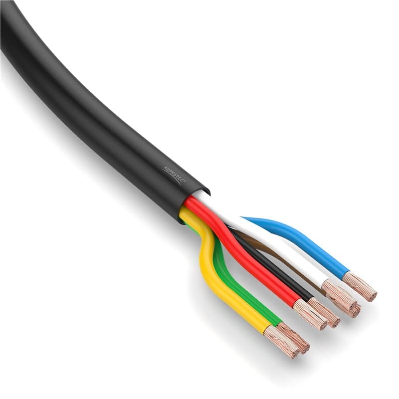 Auprotec Câble de véhicule 5 m - 7 x 1,5 mm² - Câble rond 7 fils - Câble électrique FLRYY - Pour remorque de voiture