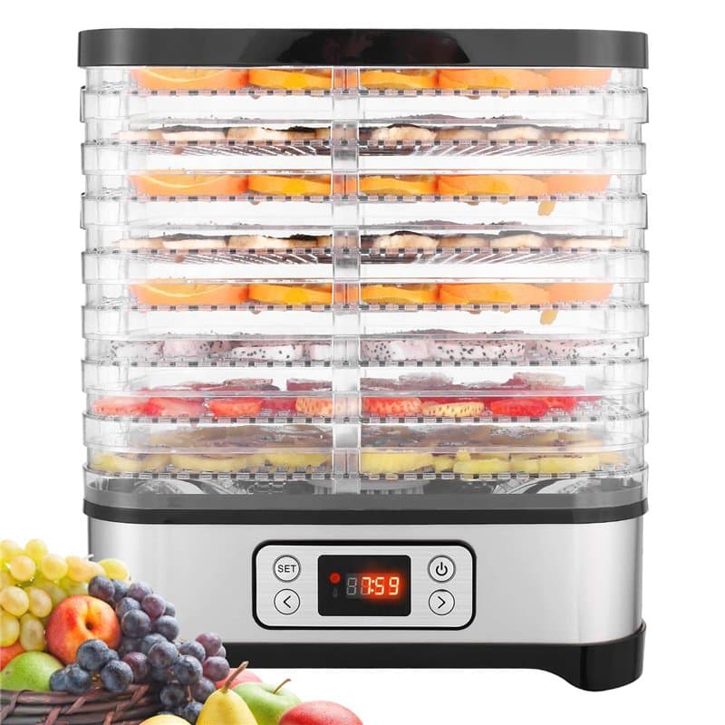 COOCHEER Déshydrateur Aliment 8 Plateaux, Déshydrateur de Légume de Fruit avec Minuterie et Réglages de Température, écran à LED