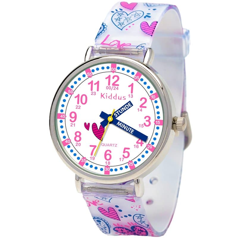 Kiddus Montre Bracelet Éducative pour Enfants, garçon. Time Teacher Analogique avec Exercices. Facile d’Apprendre à Lire l’Heure