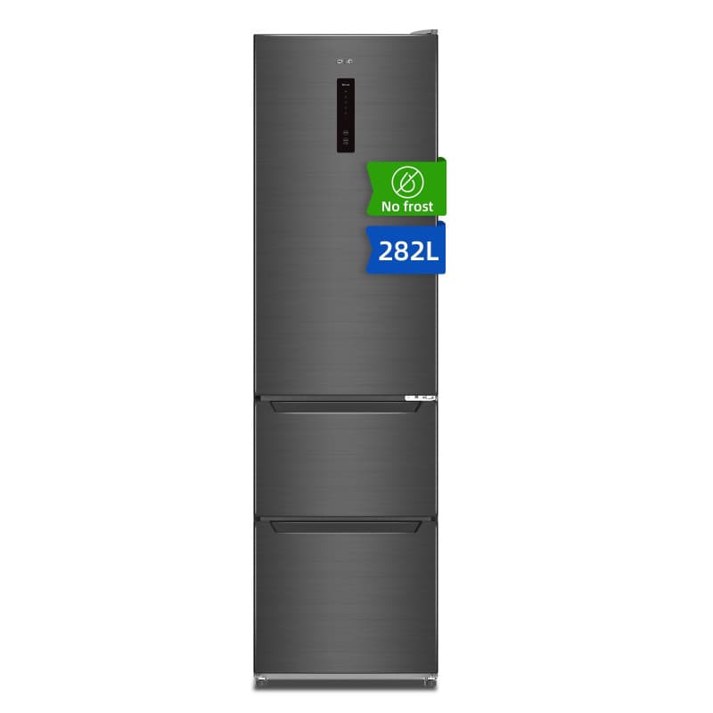 CHIQ Réfrigérateur Combiné avec 3 portes, Sans givre 282L,CID282NEIBE Double système inverter,Flux d'air multiples, Électronique