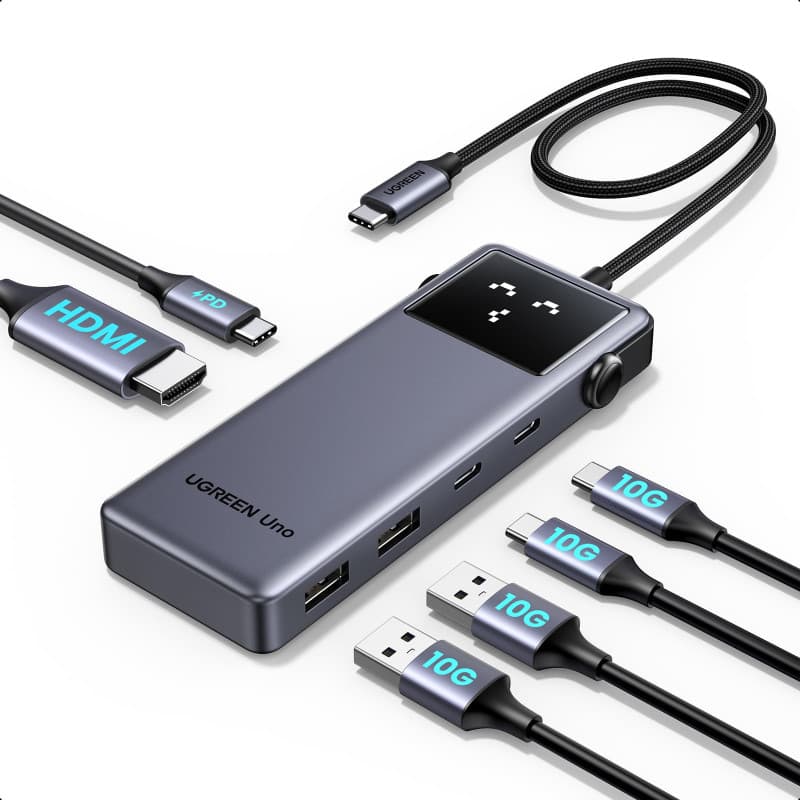 UGREEN Uno 10Gbps Hub USB C HDMI 4K 60Hz PD 100W Charge 4 Data Ports 2A2C 6 en 1 Docking Station Compatible avec iPhone 16 15 Sé