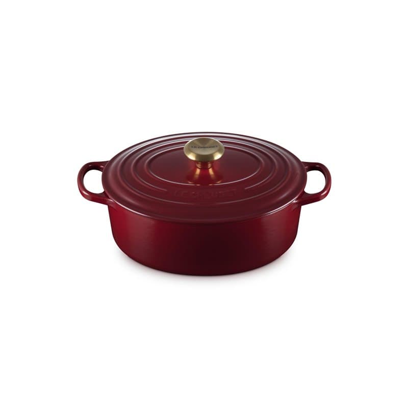 Le Creuset Cocotte en Fonte Émaillée Signature avec Couvercle, Ø 27 cm, Ovale, 4.1 L, 4.425 kg, Garnet, 21178279494441