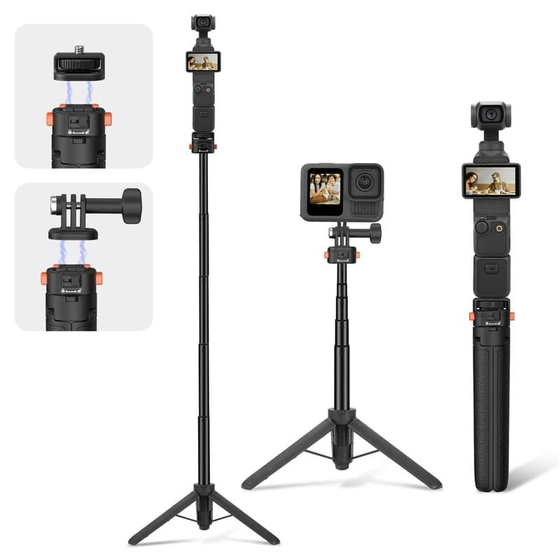 Osmo Pocket 3 Trépied pour caméra d'action Go Pro, mini trépied extensible de bureau, petit perche à selfie portable avec vis à