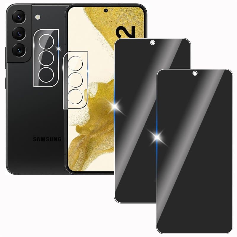 KULAIKE 2 Pièces Anti-Espion Protection Écran Verre Trempé pour Samsung galaxy S22 avec 2 Pièces Protecteur d'objectif de Camera