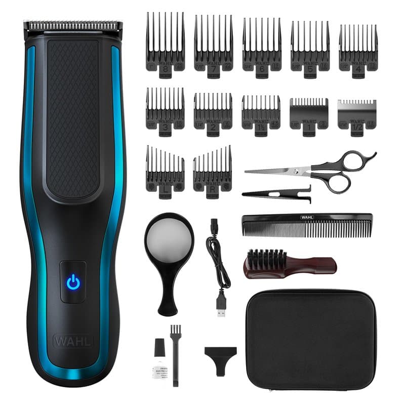WAHL Self Clip 360 Kit de tondeuse - Tondeuse à cheveux automatique, sans fil, noire, 10 peignes, chargement USB, batterie longu