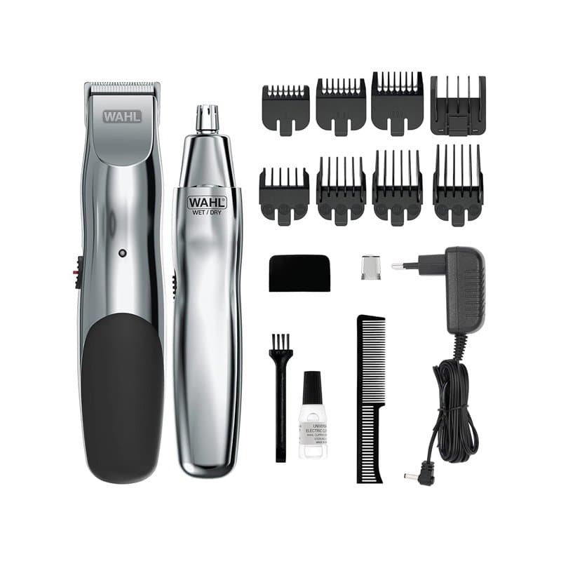 Tondeuse à barbe rechargeable Wahl Groomsman pour les moustaches, les poils de nez, les soins légers et la toilette, avec en pri