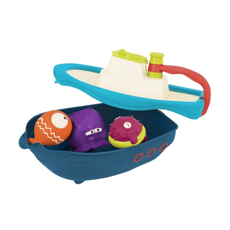 B. Toys- B.Toys-Off The Hook-Bateau de Bain et de Plage avec Poissons et Pont de Stockage pour Tout-Petits à partir de 6 Mois, B