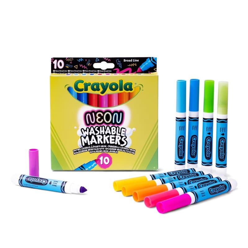 CRAYOLA - Feutres NÉON, Jeu de 10 Couleurs Brillantes, pour Les Enfants à partir de 3 Ans, pour Art et Créativité, 58-7846