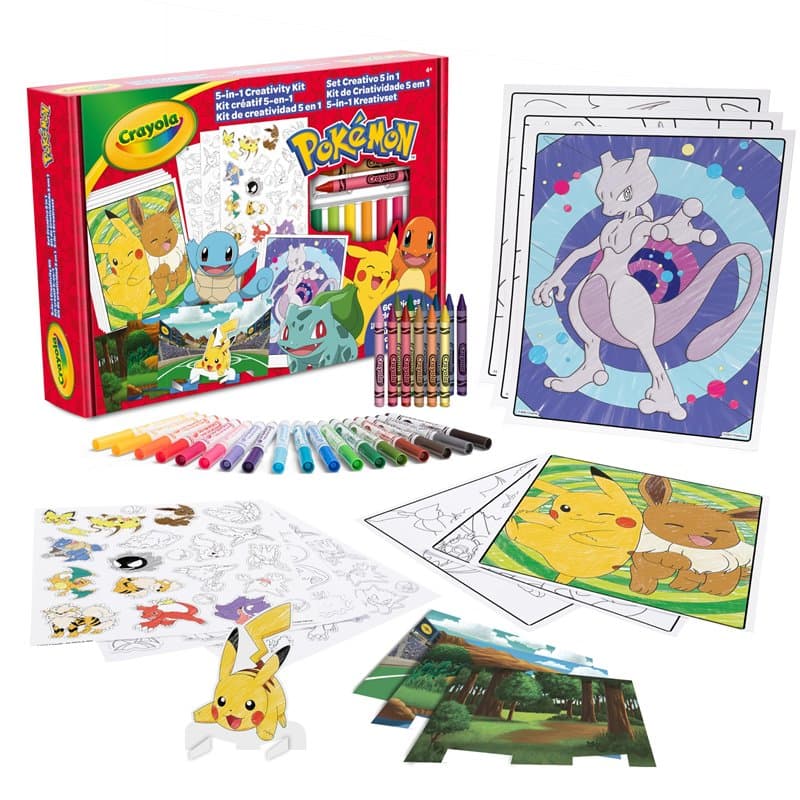 CRAYOLA - Set Créatif Pokémon 5 en 1, avec Pages à colorier, Marqueurs, Crayons de couleur, Stickers, 60 Pièces, Cadeau pour Gar