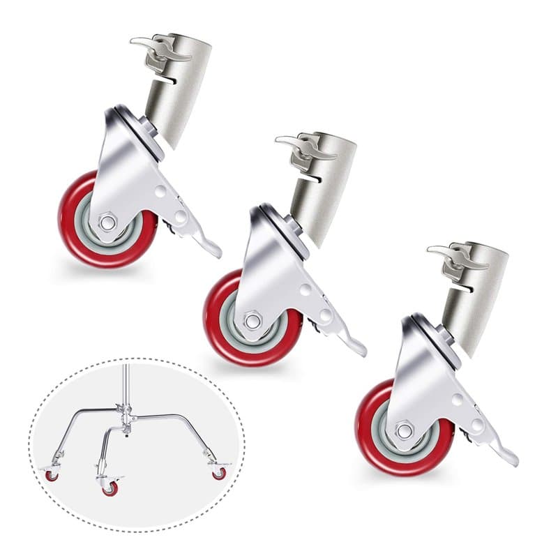 NEEWER Lot de 3 roulettes Pivotantes Diamètre de 75 mm, Construction en Métal et Base en Caoutchouc, Uniquement Compatible avec