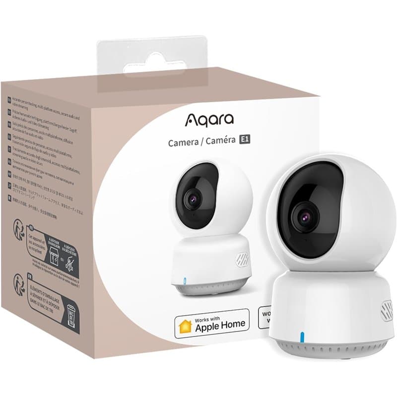 Aqara PT Caméra E1, 2K Camera Interieur WiFi, Suivi Intelligent, HomeKit Secure Video, Wi-FI 6, Audio Bidirectionnel, Vision Noc