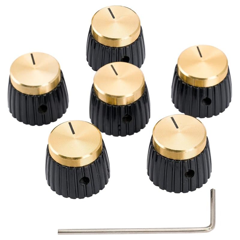 Musiclily Pro Universel Boutons Amplificateur Fixation Latérale Knobs pour Tous Potentiomètres Marshall Ampli, Noir avec Alumini