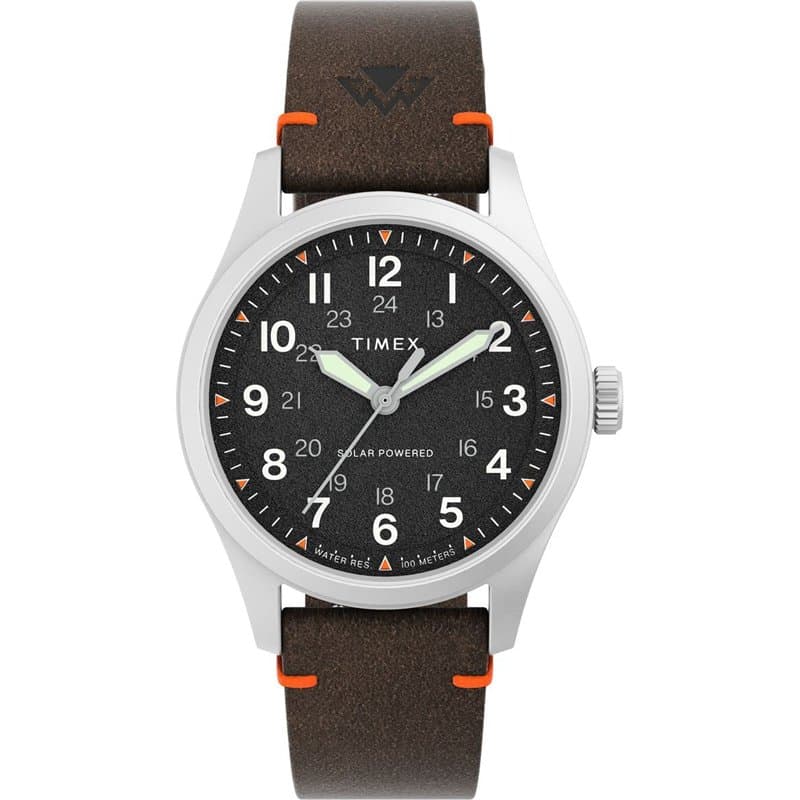 Timex Expedition North Montre pour hommes, 36 mm, bracelet marron écologique en deux parties, à ouverture rapide, cadran noir, b