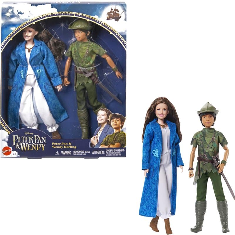 Mattel Disney Wendy et Peter Pan Poupées inspirées du film Disney Peter Pan et Wendy, cadeaux pour enfants, Jouet Enfant, Dès 3