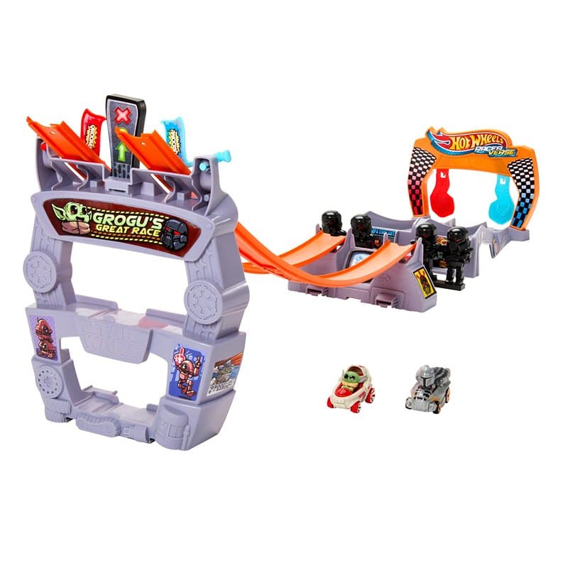 Hot Wheels Coffret Grande Course Grogu Star Wars Racerverse avec Voitures De Course en Métal, avec Personnages Inspirés par Grog