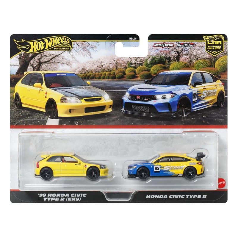 Hot Wheels® Coffret Car Culture Premium 2 Véhicules à l’échelle 1/64, assortiments uniques, pneus Real Riders, châssis Metal/Met