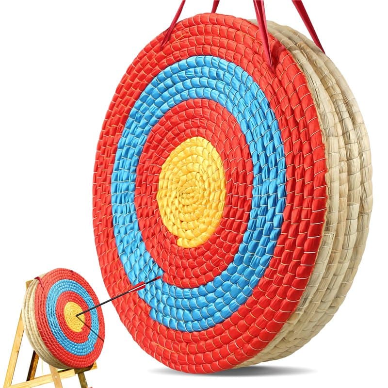 VEVOR Cible de Tir à l'arc 50,8 cm Cible de Paille Traditionnelle Faite à la Main Portable 10,16 cm d’Épaisseur 5 Couches Access