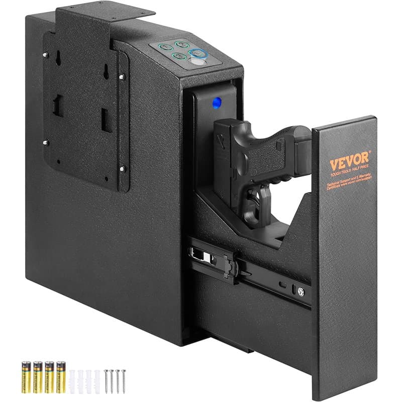 VEVOR Coffre-Fort de Pistolet en Acier Coffre-Fort Biométrique pour 1 Pistolet 3 Moyens de Déverrouillage par Empreintes Digital